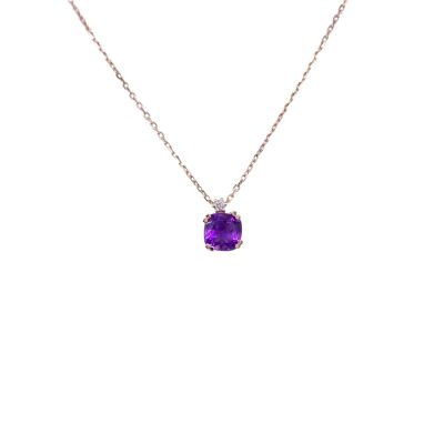 Collier en or jaune, améthyste et oxyde de zirconium