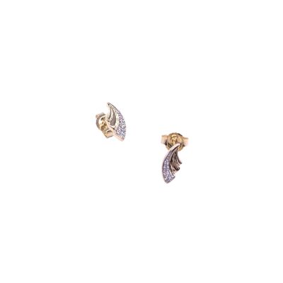 Boucles d'oreilles en or jaune et oxydes de zirconium