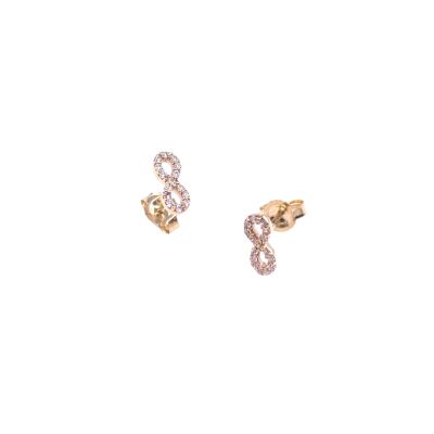 Boucles d'oreilles en or jaune et oxydes de zirconium, motif infini