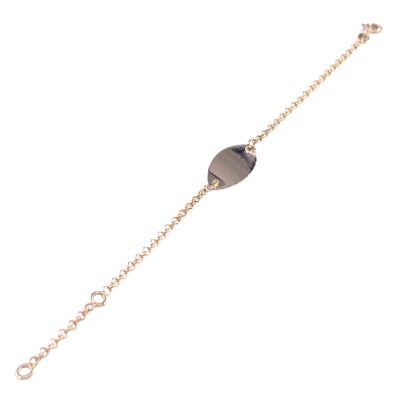 Bracelet identité en or jaune, plaque tonneau