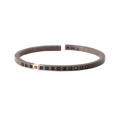 Bracelet en titane, or rose 375 ‰ et diamants noirs traités