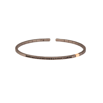 Bracelet en titane, or rose 375 ‰ et diamants noirs traités