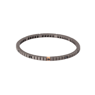 Bracelet en titane, or rose 375 ‰ et diamants noirs traités
