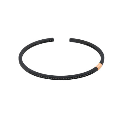 Bracelet en titane finition noire, or rose 375 ‰ et diamants noirs traités