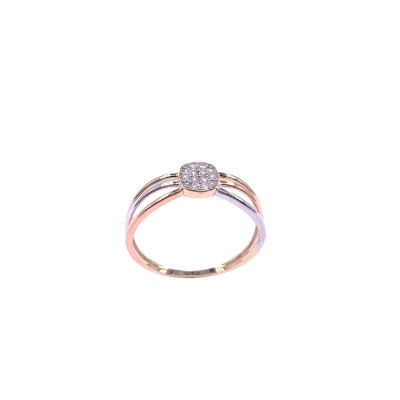 Bague en or jaune, bicolore et oxydes de zirconium