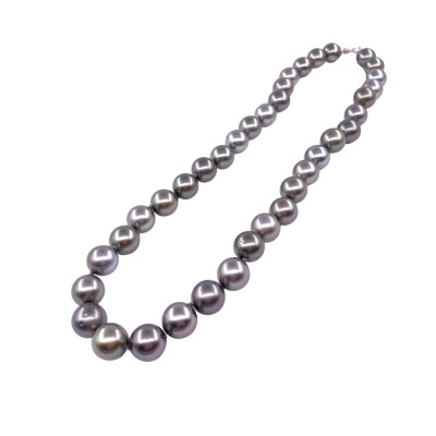 Collier perles de Tahiti (diamètre 10/10.5mm) avec fermoir en or jaune