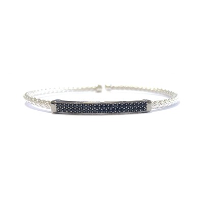 Bracelet en argent, argent noirci et oxydes de zirconium