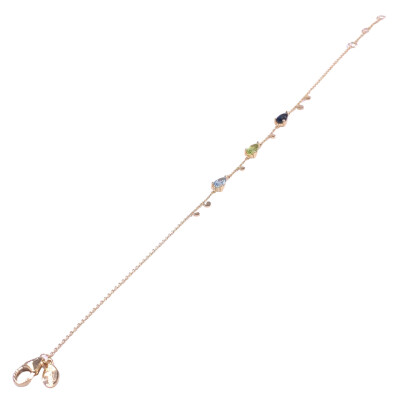 Bracelet en or rose, topaze Blue London, péridot et topaze bleue traitée