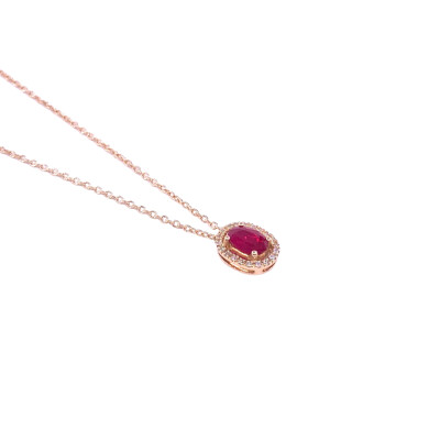 Collier en or rose, rubis et diamants