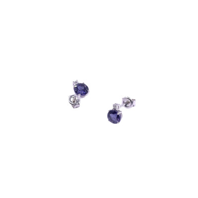 Boucles d'oreilles en or blanc , iolites et diamants