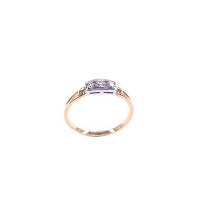 Bague en or jaune, bicolore et diamants