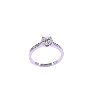 Solitaire or blanc et diamant