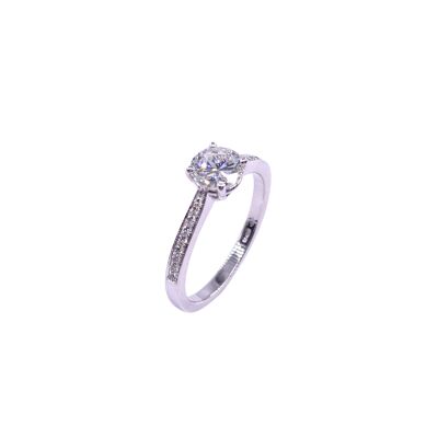 Solitaire or blanc et diamant