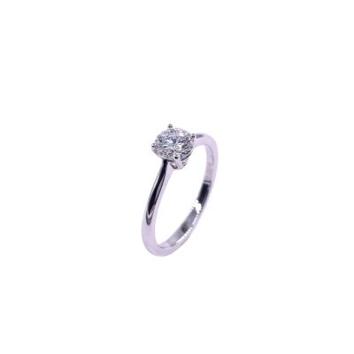Solitaire or blanc et diamant