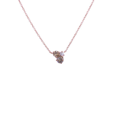 Collier en or rose, diamants bruns et diamants