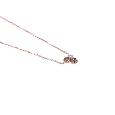 Collier en or rose, diamants bruns et diamants