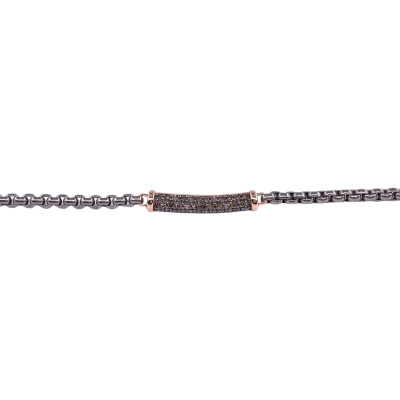 Bracelet en or rose, titane et diamants bruns