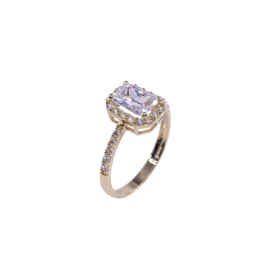 Bague en or jaune et oxydes de zirconium