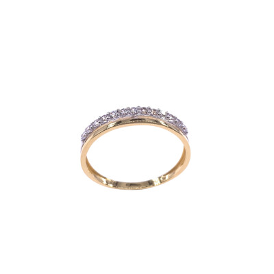 Bague en or jaune bicolore et oxydes de zirconium