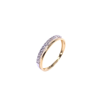 Bague en or jaune bicolore et oxydes de zirconium