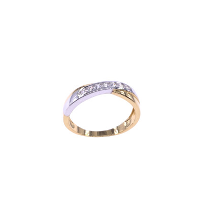Bague en or jaune bicolore et oxydes de zirconium