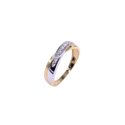 Bague en or jaune bicolore et oxydes de zirconium