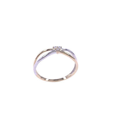 Bague en or jaune, bicolore et diamants