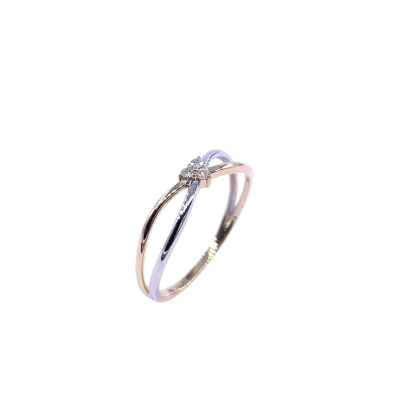Bague en or jaune, bicolore et diamants