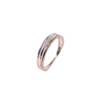 Bague en or jaune, bicolore et diamants