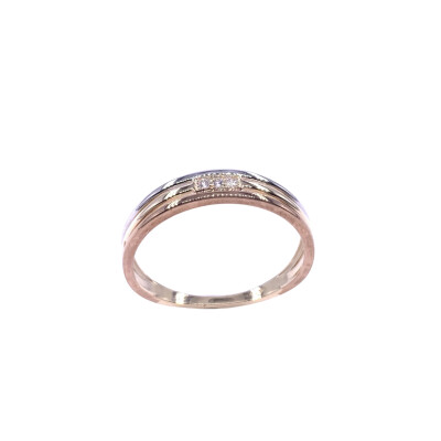 Bague en or jaune, bicolore et diamants