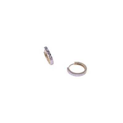 Créoles en or jaune bicolore sur charnière, diamètre extérieure 11mm