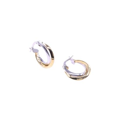 Créoles en or jaune bicolore, diamètre extérieure 16mm