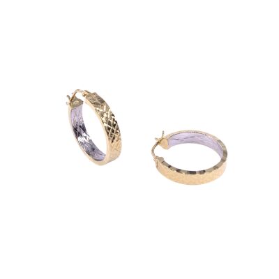 Créoles en or jaune bicolore, diamètre extérieure 18mm