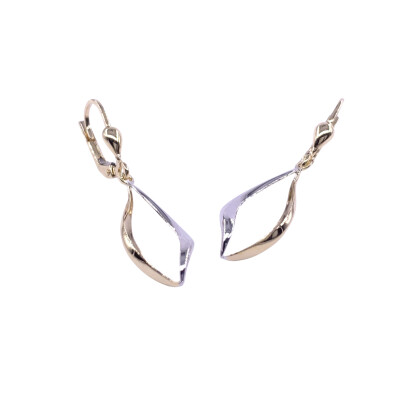 Boucles d'oreilles dormeuse en or jaune bicolore
