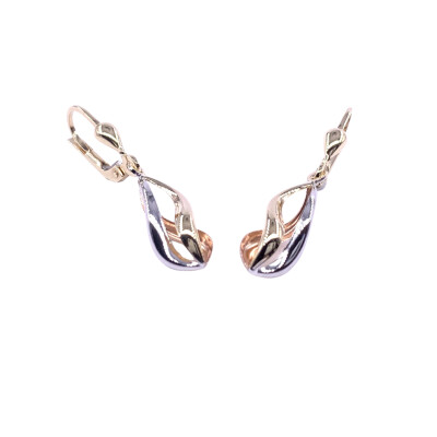 Boucles d'oreilles dormeuse en or jaune tricolore