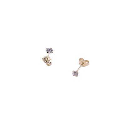 Boucles d'oreilles en or jaune et oxydes de zirconium 3mm
