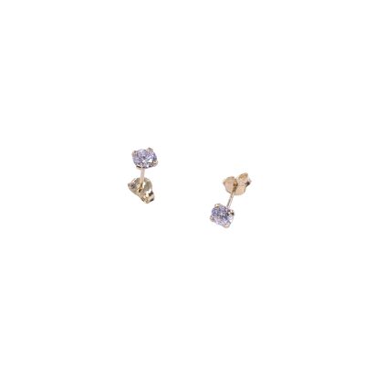 Boucles d'oreilles en or jaune et oxydes de zirconium 4mm