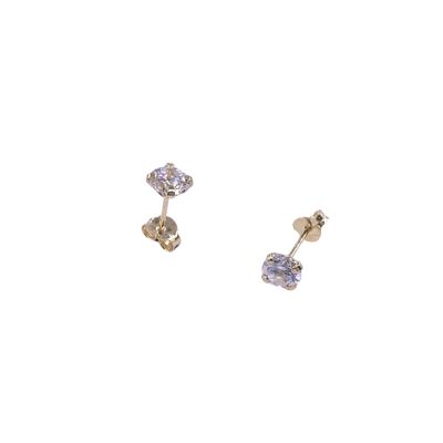 Boucles d'oreilles en or jaune et oxydes de zirconium 5mm