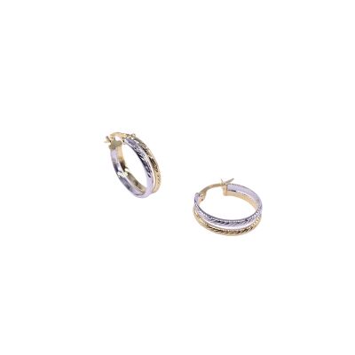 Créoles en or jaune bicolore, diamètre extérieure 17mm