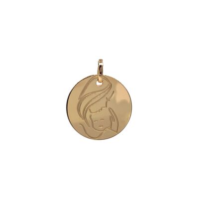 Médaille Vierge en or jaune 16mm