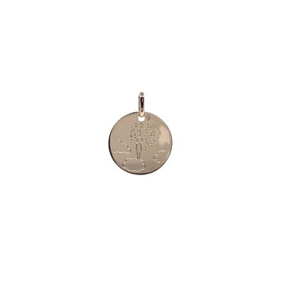 Médaille Enfant tête dans les nuages en or jaune 16mm