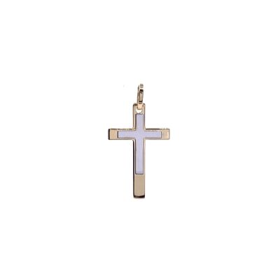 Pendentif Croix en or jaune, bicolore 22x14 mm