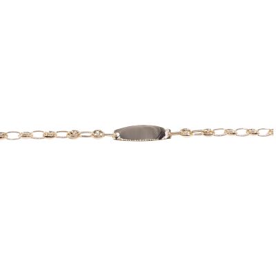 Bracelet identité en or jaune, plaque tonneau