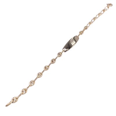 Bracelet identité en or jaune, plaque tonneau