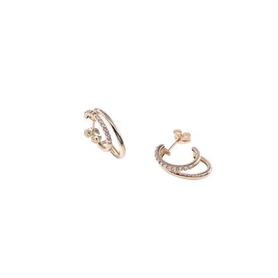 Boucles d'oreilles en or jaune et oxydes de zirconium