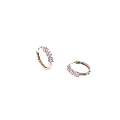 Boucles d'oreilles en or jaune et oxydes de zirconium