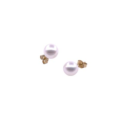 Boucles d'oreilles en or jaune et perles de culture (diamètre : 7.5/8mm)