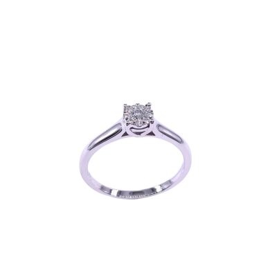 Solitaire or blanc et diamants