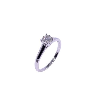 Solitaire or blanc et diamants