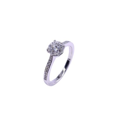 Solitaire or blanc et diamant